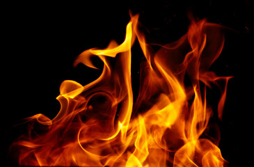 Fire flame on black background