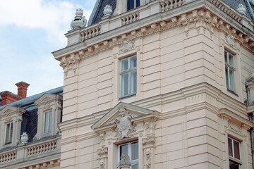 Naklejka premium Austro-Hungarian architecture Europe heritage sightseeing side renaissance age residence exterior facade front side view