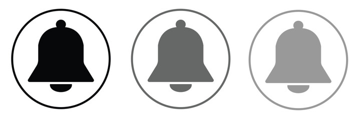 Notification bell icon. Alarm symbol. Notice message. Set of ringing bells with new notification. 