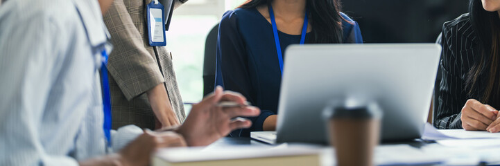 Business Diverse group meeting corporate at workplace.