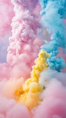 Fototapeta premium Colorful smoke clouds in pastel shades of