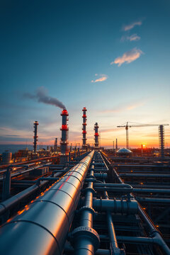energy supply with gas pipeline, petrochemical industry with oil refinery
