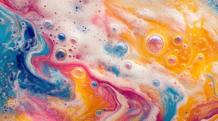 Lively abstract soap bubbles with swirling bold colors, creating a playful and energetic background.