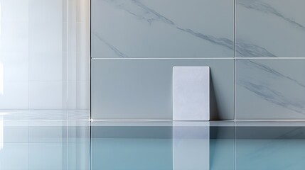 Fototapeta premium Modern hotel room key card on a sleek glass table, minimalist design in a luxury hotel lobby, evoking a sense of sophistication
