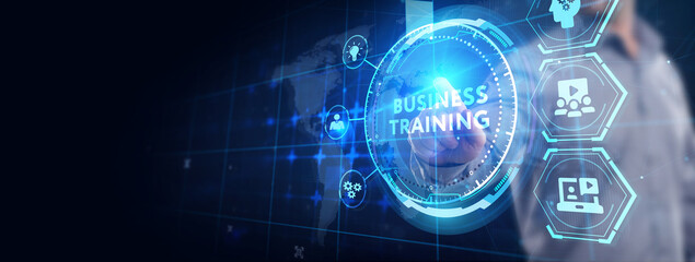 Business, Technology, Internet and network concept. Coaching mentoring education business training development E-learning concept.