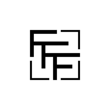 initial three letter fff  square outline logo