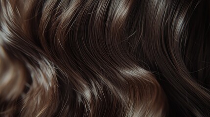 Fototapeta premium Close-up of Wavy Brown Hair with Light Highlights