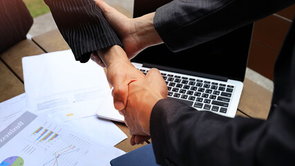 Businessteam of deal which handshake man and Success concept of handshaking after successful deal...