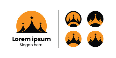 Circus Tent Logo for Entertainment, Carnival, and Festival vector illustration artwork. Circus Tent Logo set