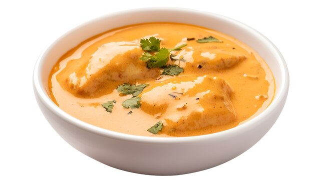 Spiced dumplings in a bowl of kadhi, creamy yellow curry, garnished with herbs, served with rice and naan, traditional Indian meal, warm and inviting food presentation