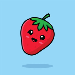 Cute smiling strawberry cartoon icon illustration