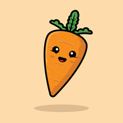 Cute smiling carrot cartoon icon illustration