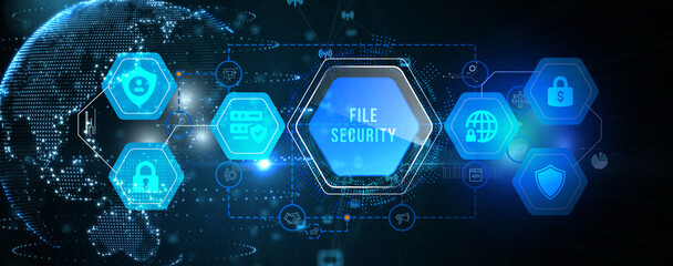 Business, Technology, Internet and network security. File security. 3d illustration