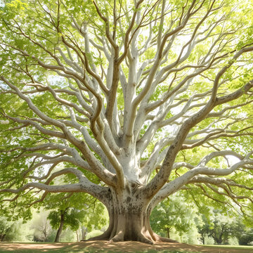 Imagen de un &aacute;rbol de la vida blanco, grande, rodeado de libelulas