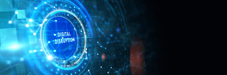 Digital disruption transformation innovation technology business internet concept. 3d illustration