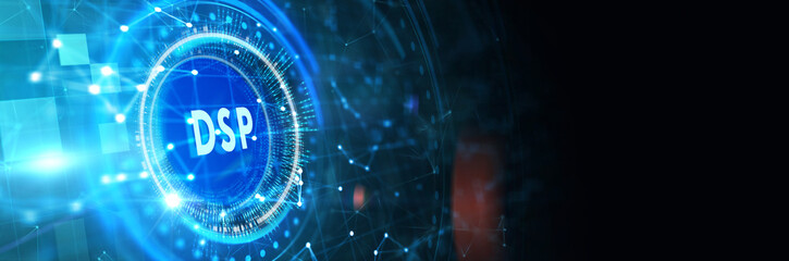 DSP - Demand Side Platform usiness, Technology, Internet and network concept. 3d illustration