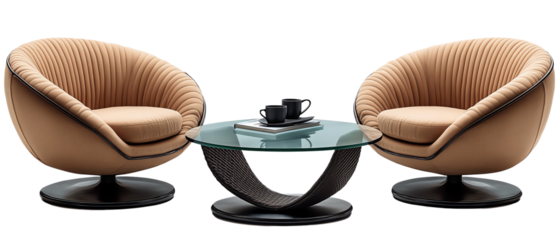 Stylish modern chairs paired with a sleek glass table, perfect for contemporary living room decor and cozy gatherings.