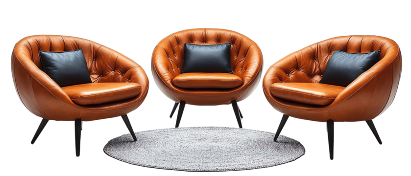 Stylish leather chairs arranged in a cozy setting, perfect for modern living rooms and inviting spaces.