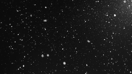 Obraz premium Snow Falling on Black Background in Slow Motion