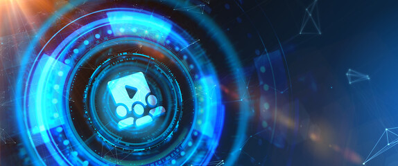 Illustration. Business, Technology, Internet and network concept. E-learning education. Internet technology webinar online courses concept.