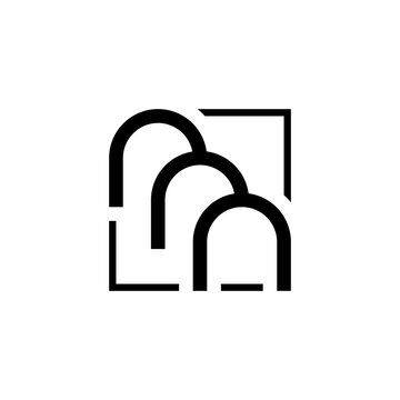 initial three letter nnn  square outline logo