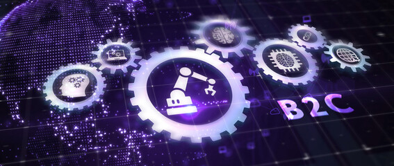 B2C Business to customer marketing strategy. 3d illustration