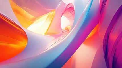 Sleek abstract architecture bathed in multi-colored gradients, creating a beautiful and futuristic design.