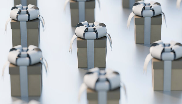 Gift boxes tied with ribbon