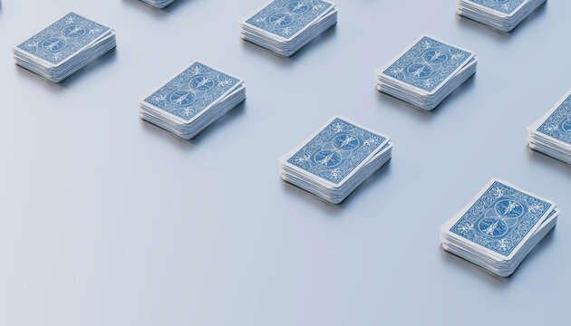 3D render of playing cards with design arranged together