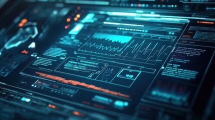 Obraz premium Sleek electronic medical record system on a glowing, high-tech interface, representing advanced healthcare solutions.