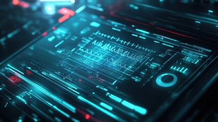 Obraz premium Sleek electronic medical record system on a glowing, high-tech interface, representing advanced healthcare solutions.