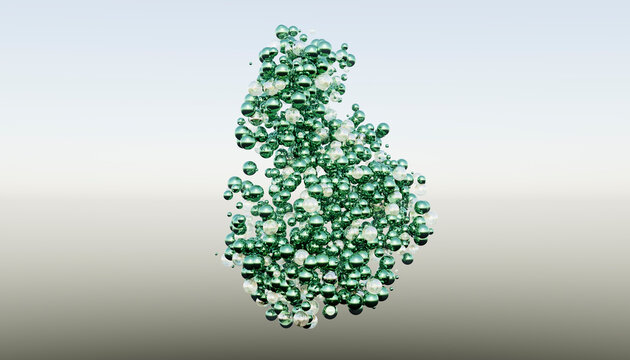 Bunch of green bubbles and balls
