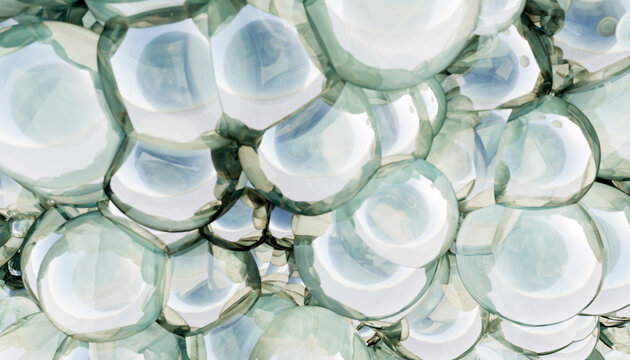 Group of shiny transparent bubbles