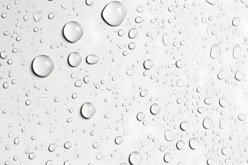 Water Drops on White Surface - Realistic Image