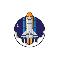 Vector graphic illustration of a rocket launching into space. suitable for logo or t-shirt design. ect.