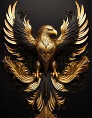 Golden eagle with wings spread