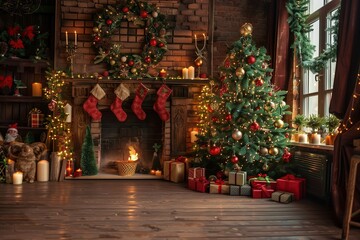 Fototapeta premium A heartwarming illustration capturing the magical Christmas atmosphere,