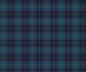 Plaid fabric pattern, navy blue, blue, green, white, elegant seamless pattern for textiles, and for designing clothes, skirts, pants or decorative fabrics. Vector illustration.