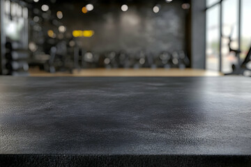 Black Granite Countertop in a Modern Gym Setting - 3D Illustration
