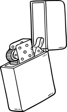 recommend clip art: Hand Drawn Vector Cartoon Classic Cigarette Lighter Line Art