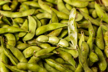 pile young soybean or edamame background and texture