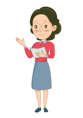 Cute woman teacher character cartoon art illustration