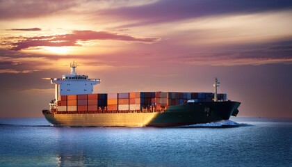  International Container Cargo ship in the ocean, Freight Transportation, Shipping, Nautical 