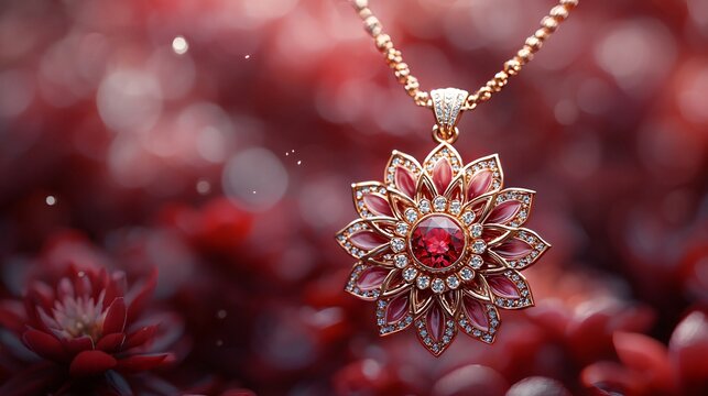 An exquisite gold and silver necklace featuring a central red gemstone, perfect for Diwali celebrations, gifting, and cultural events like Dhan Teras and Akshay Tritiya.