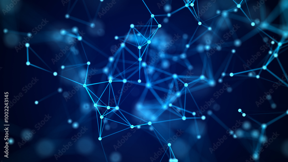 Poster modern design of network connection structure. abstract background with interlacing dots and lines. 