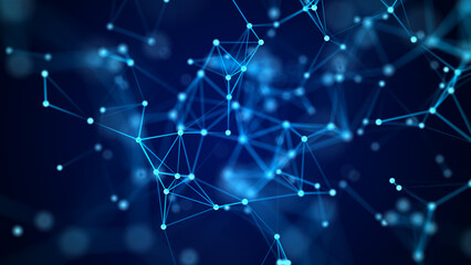 Modern design of network connection structure. Abstract background with interlacing dots and lines. 3D rendering.
