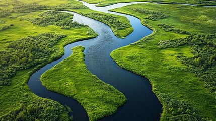 Tranquil River Serenity: Nature-inspired Flowing Water Patterns in Serene Greens and Blues