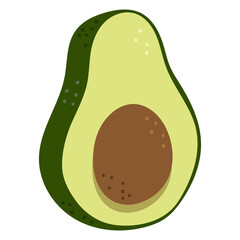 Half avocado vector cartoon illustration isolated on a white background.