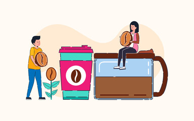 Flat illustration for International Coffee Day celebration