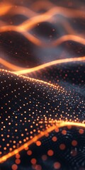 Abstract Illustration Building with Orange Sun and Ink Splatter Art
